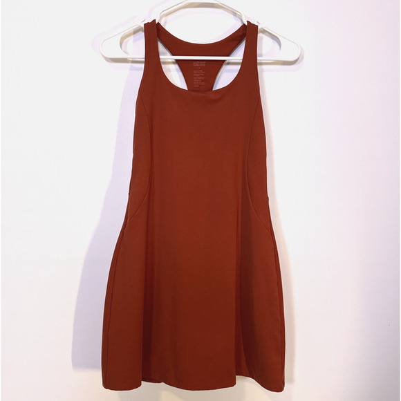Girlfriend Collective Paloma Racerback Dress Small Rust Built In Shorts Athletic - Picture 8 of 9